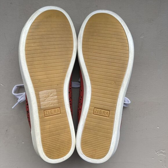 Ziera Denver Red Leather Laser Die Cut Hole Sneaker Shoes Women EU 36 FF US 5.5 - Picture 11 of 16